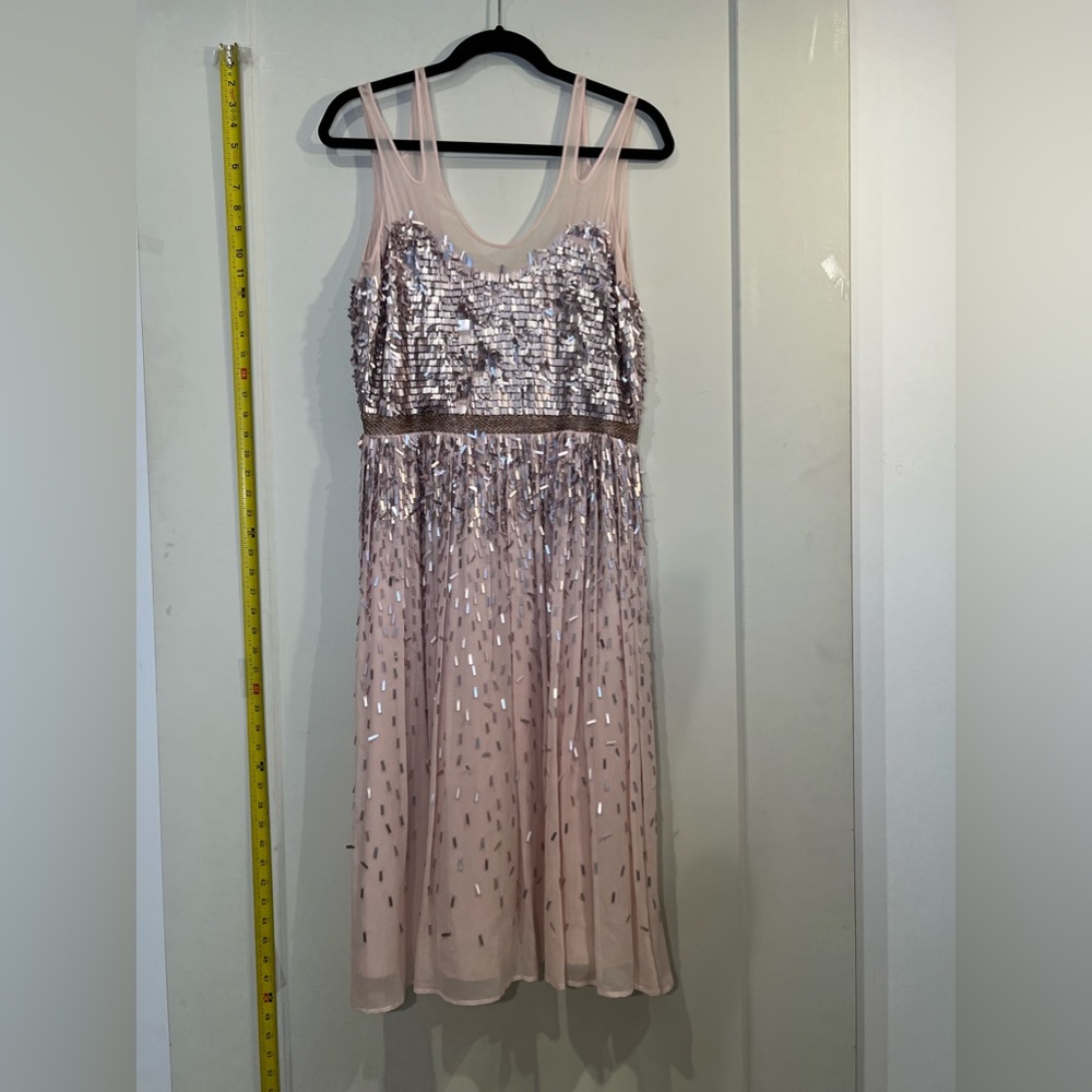 French Connection Sequin Chiffon Street Chic Party Dress Fun Stylish New - Picture 5 of 7